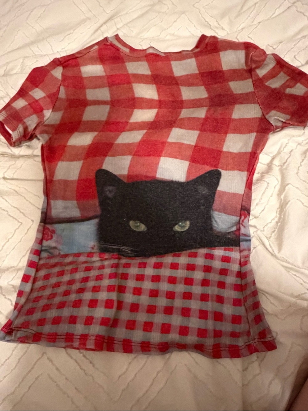 omighty Red Plaid Short-Sleeve Tee with Black Cat - Picture 2 of 2